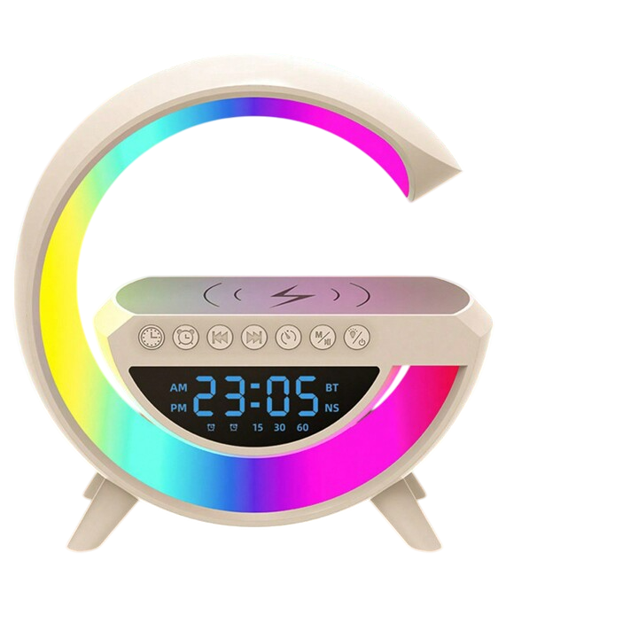 Altavoz Bluetooth G - Cargador inalámbrico + Lámpara LED + Reloj despertador